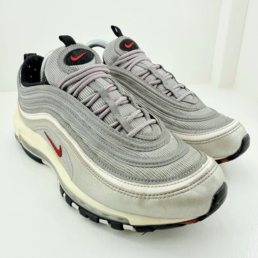 Nike Air Max 97 Silver Grey Red 844421-001 Mens 8.5 UK 7.5 EU 42 Sneakers